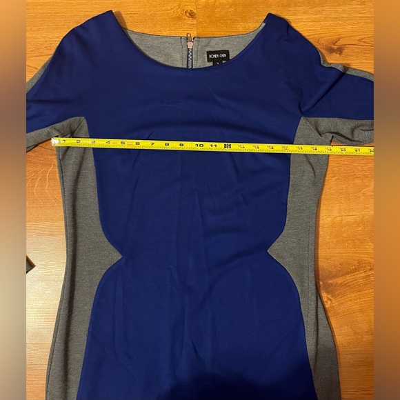 Dress Israel Designer Ronen Chen Gray Blue Long Sleeve Pencil Zip Dress‎ Size 10 - Picture 3 of 11